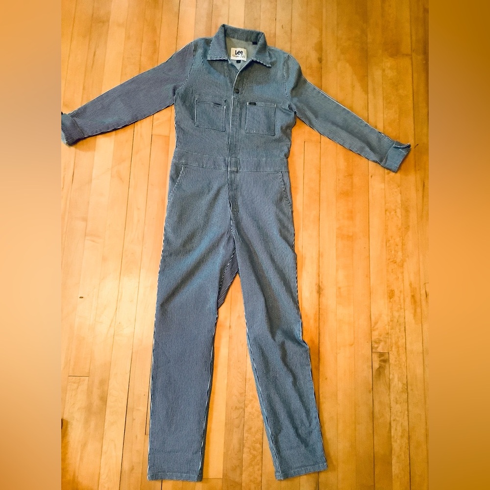 Lee Women's Classic railroad stripe  Denim coveralls